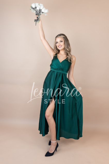 Smaragdové saténové šaty AMARA