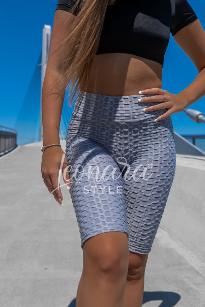 Šedé vroubkované biker shorts PASTEL