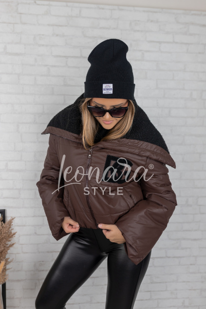 Tmavě hnědá crop top bunda SHAY