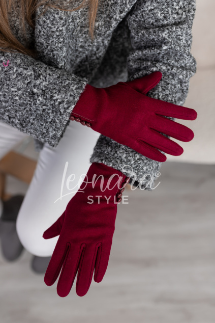 Vínové zimní rukavičky SANDRA