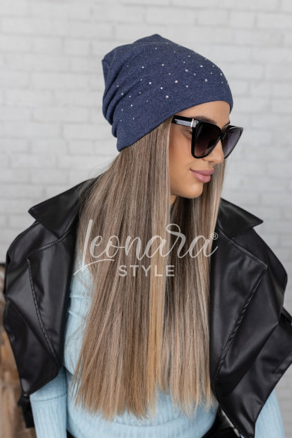 Světle modrá třpytivá flaušová čepice SPARKLY