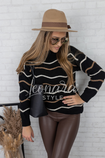 Černý pruhovaný svetr JUNIPER