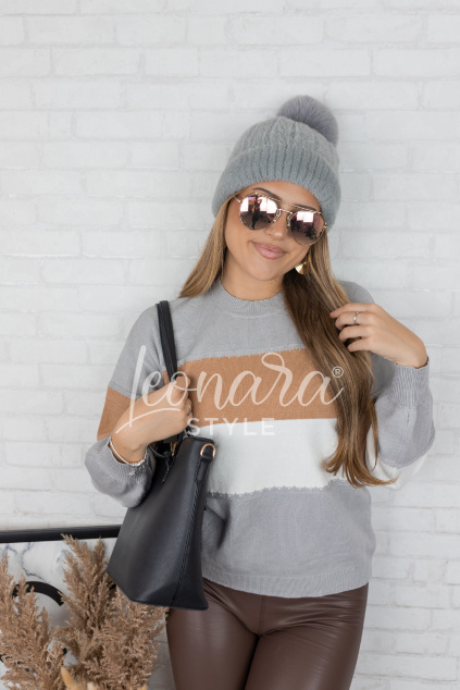 Šedohnědý pruhovaný svetr EMBER