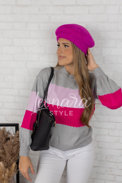 Šedorůžový pruhovaný svetr EMBER