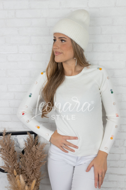 Bílý svetr s barevnými knoflíčky MILLIE