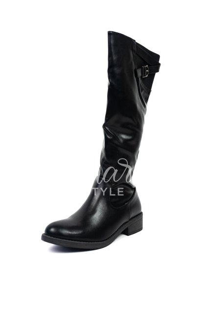 Černé koženkové kozačky DOMI