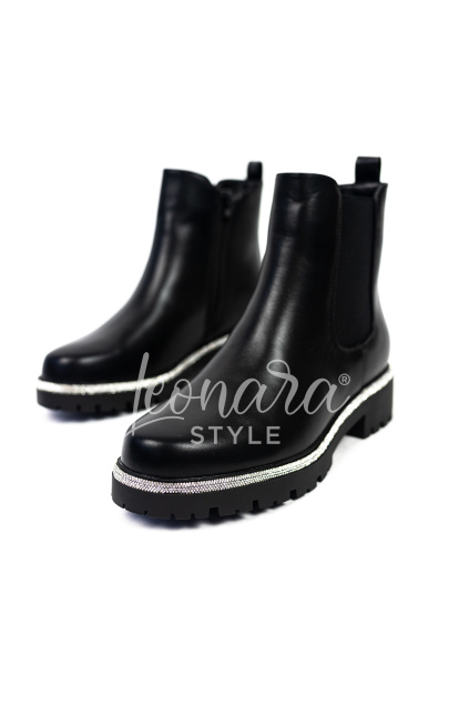 Černé třpytivé kotníčky s kamínky LIDIA