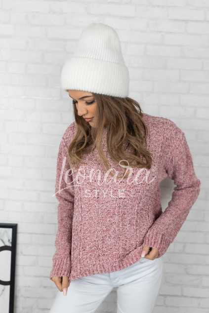 Růžový svetr s lurexovou nití ISLA