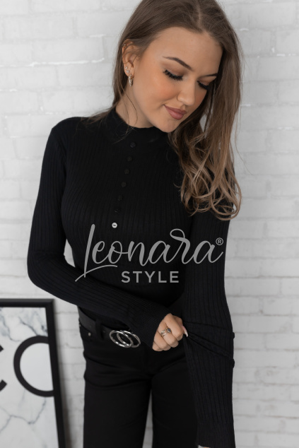 Černý žebrovaný rolák GEMMA