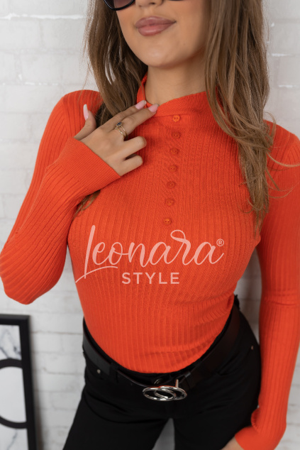 Oranžový žebrovaný rolák GEMMA