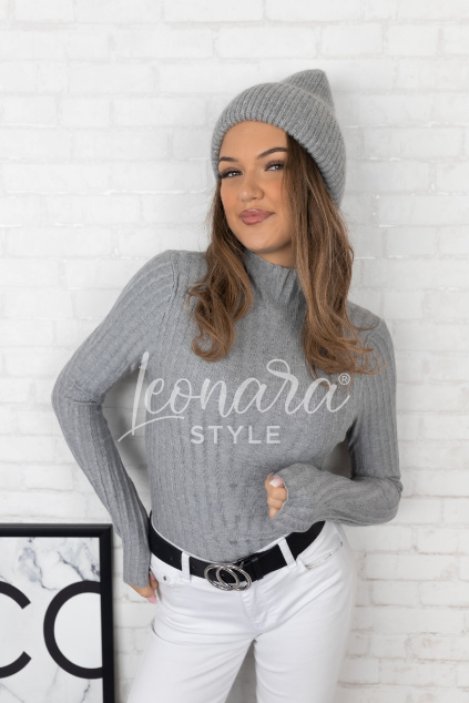 Šedý žebrovaný svetr TAYLOR