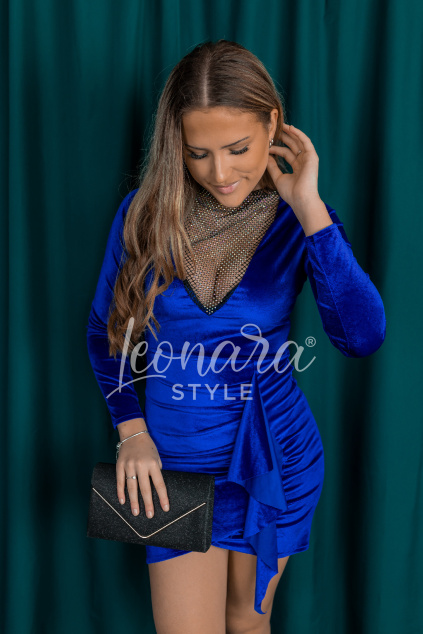 Královsky modré semišové šaty ELLIER