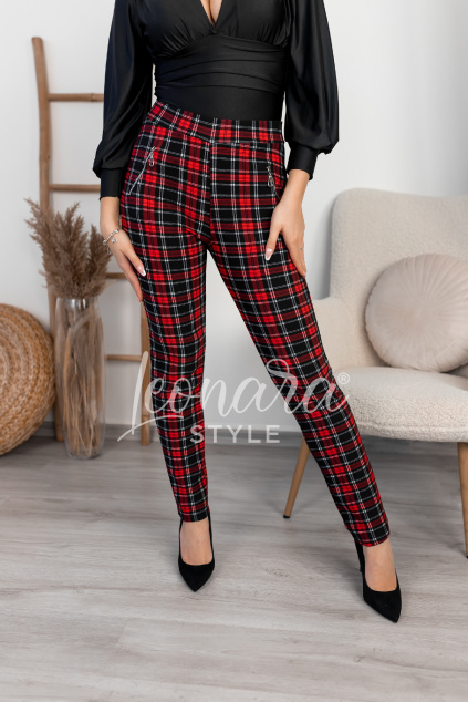 Červeno černé kárované kalhoty BRICK