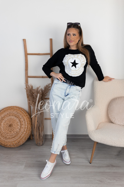 Černá tenká mikina STARS