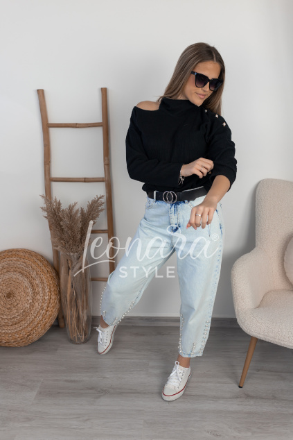 Černý heboučký svetr PAIGE