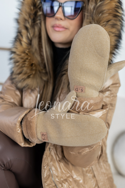 Tmavě béžové zimní rukavice SAYLOR