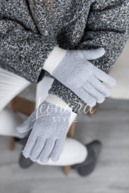 Šedo-bílé zimní rukavice JOY