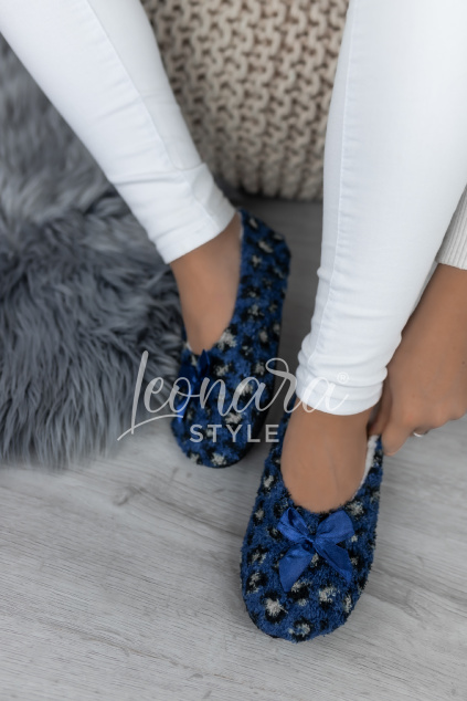 Modré leopardí zateplené bačkůrky LANA