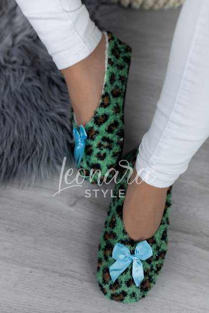 Zelené leopardí zateplené bačkůrky LANA