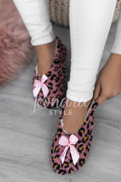 Růžové leopardí zateplené bačkůrky LANA
