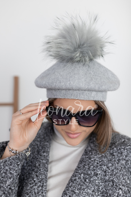 Šedá elegantní baretka FRANCE