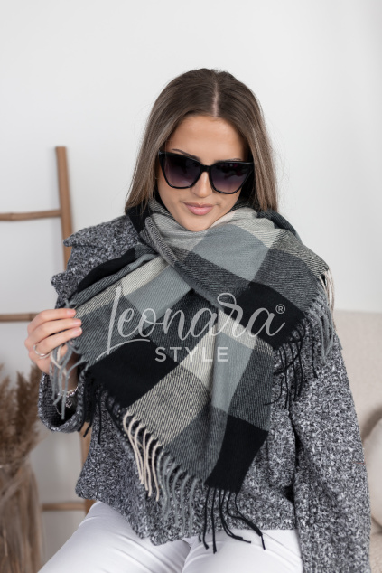 Černobílá kostkovaná šála ANGELICA
