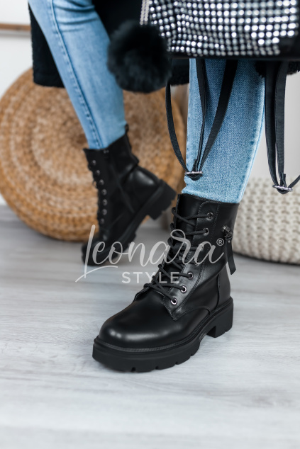 Černé koženkové workery ALEXIS