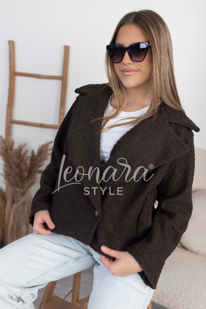 Tmavě hnědá teddy bunda RAVEN