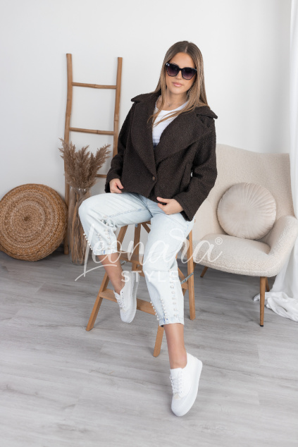 Tmavě hnědá teddy bunda RAVEN