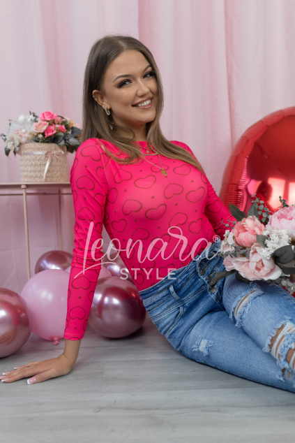 Tmavě růžové srdíčkové body LOVIE