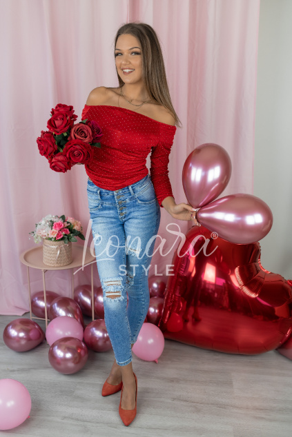 Červený třpytivý top ELARA