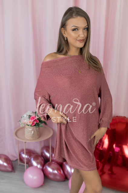 Růžové lurexové šaty EVERLY