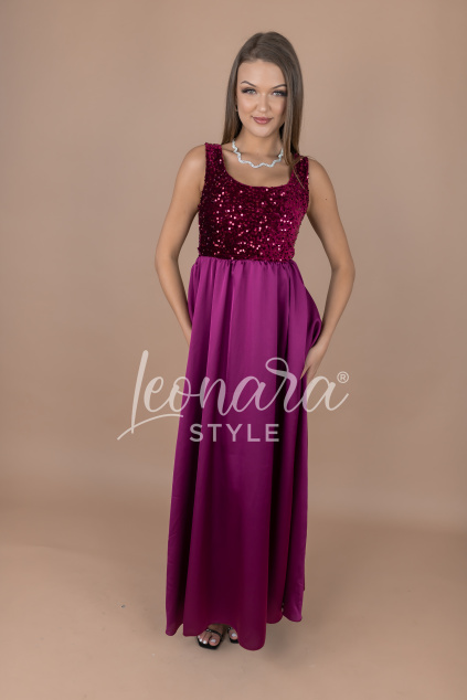 Vínové plesové šaty GENESIS