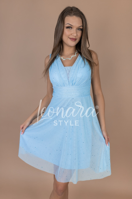 Baby blue modré tylové třpytivé šaty BELLA
