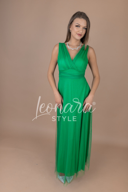 Zelené dlouhé tylové šaty ISABELLE