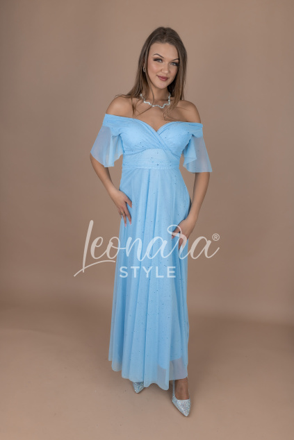 Baby blue modré třpytivé šaty QUINN