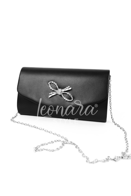 Černé matné psaníčko s mašlí LEONTIA