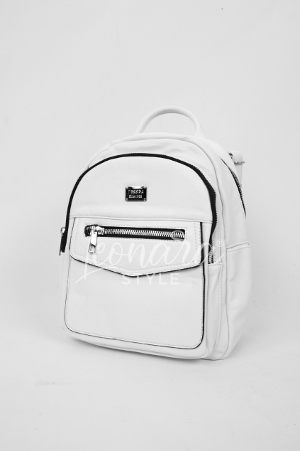 Bílý koženkový batoh LEIA