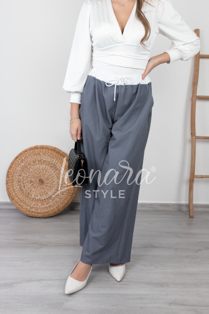 Šedé široké kalhoty MALIA