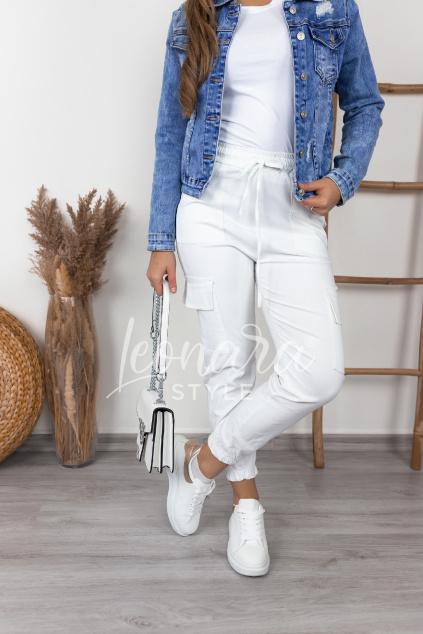 Bílé kalhoty s kapsami EDITH