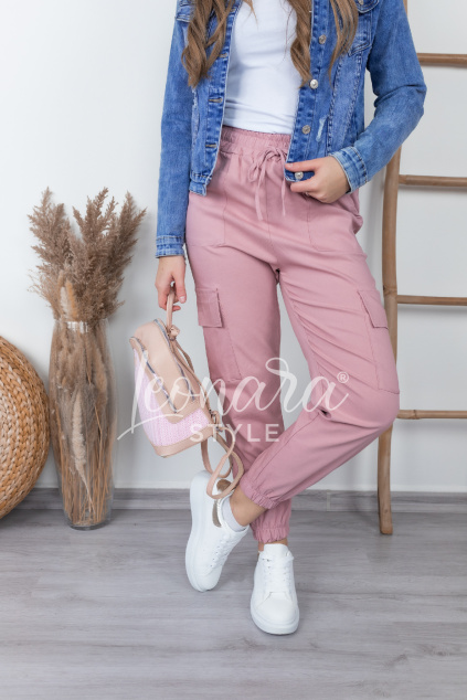 Pudrové kalhoty s kapsami EDITH