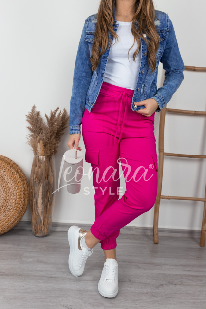 Růžové kalhoty s kapsami EDITH