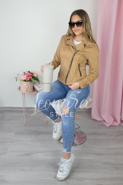 Hnědá semišová bunda LEYLA