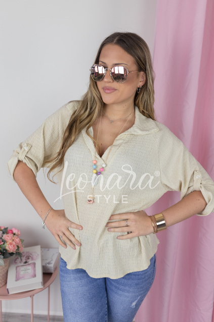 Béžová krepovaná košile EMERSON