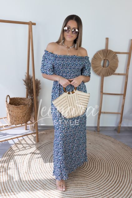 Modro-růžové bavlněné šaty SAMANTHA