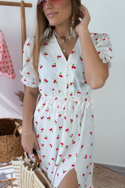 Bílé třešinkové šaty CHERRY