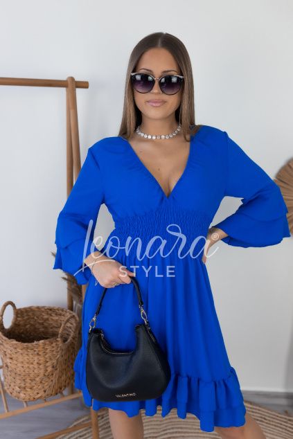 Královsky modré volánkové šaty ISABELA