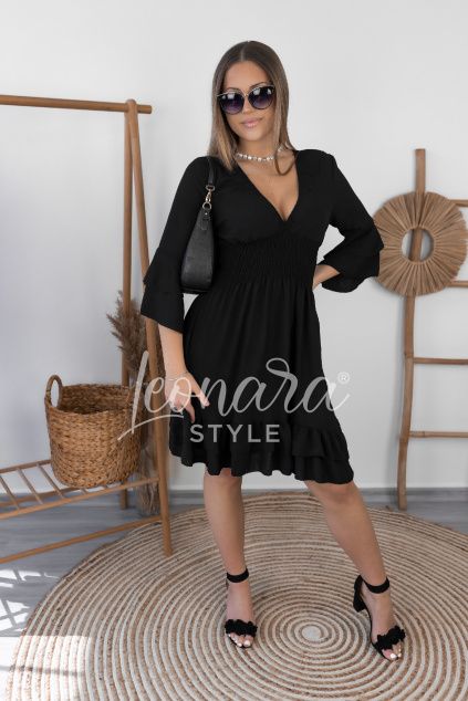 Černé volánkové šaty ISABELA