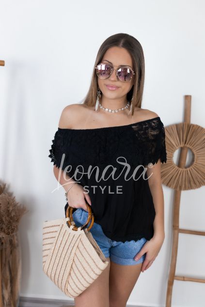 Černé tričko s volánky FALLON