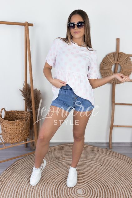 Bílo růžová plátýnková halenka KAYLEE